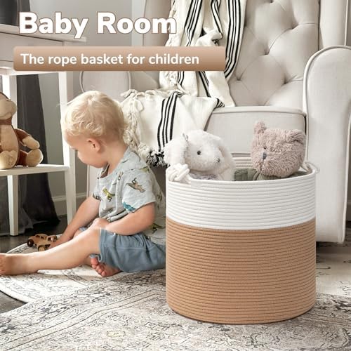 Goodpick Cotton Rope Storage Basket, 15 x 14.2 Inches Jute Woven Basket - Image 2