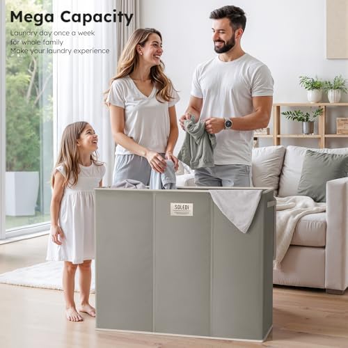 SOLEDI 180L 3-Section Laundry Hamper - Image 2