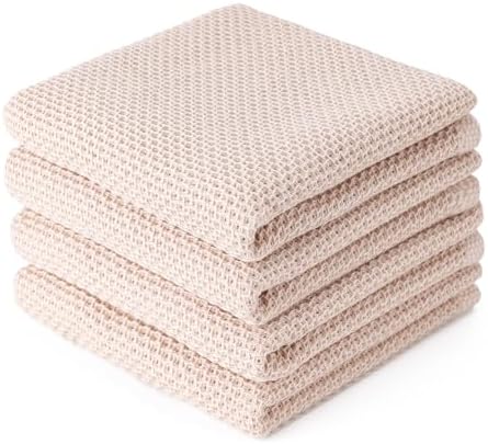 BOOMIBOO 4-Pack Dish Towels, 100% Cotton Waffle Weave, 13x28 in by BOOMIBOO