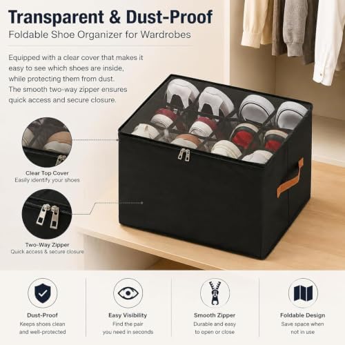 Oxford Fabric Foldable Design Shoe Organizer, Storage Box, Large Capacity - Image 5