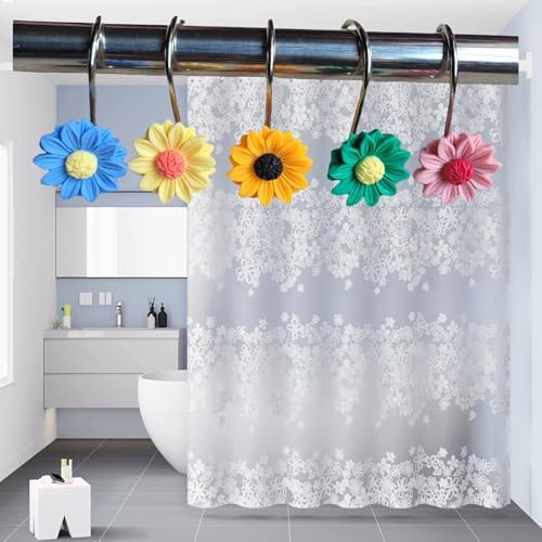 Two Fish Home Fashions Set of 12 Decorative Christmas Tree Resin Shower Curtain - Image 4