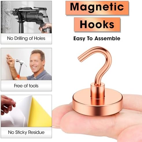 VNDUEEY Magnetic Hooks, 80 Lbs Super Earth Magnets Hooks - Image 3