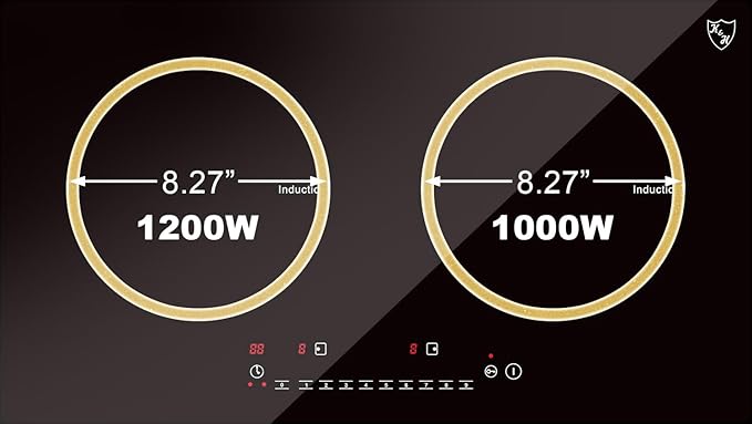 K&H 2 Burner Dual Double 24 Inch Built-in Induction Electric Stove Top Ceramic Cooktop 120V 1800W INDH-1802-120Hx