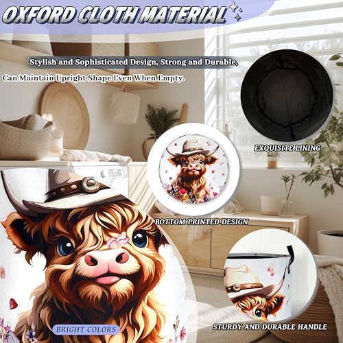 Cute Highland Cow Laundry Basket Foldable Oxford Cloth Cows Animal Laundry - Image 6