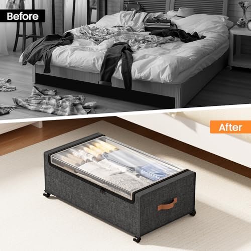 Yecaye 95L Under Bed Storage Containers, Fits 11" Under Bed, 2 Pack - Image 5