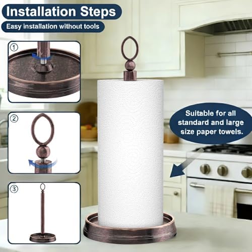 KASUNTO Paper Towel Holder Countertop Standing Paper Roll Holder, Paper Towel - Image 3