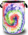 Tie Dye Laundry Basket Oxford Cloth Foldable Hamper 18.9x16.5 Inch by SELIONLIKN
