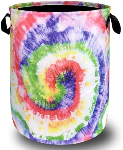 Tie Dye Laundry Basket Oxford Cloth Foldable Hamper 18.9x16.5 Inch by SELIONLIKN