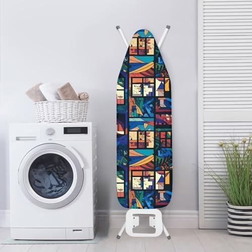 Geometric Window Steam Ironing Board Cover 15x54, Colorful Abstract Art - Image 3