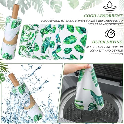 36 Pack Reusable Cloth Kitchen Paper Towels, Leaves Style - Image 3