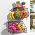 Fruit and Vegetable storage, 2 Set Wall Mounted Wire Baskets, Fruit Basket by Wawocs
