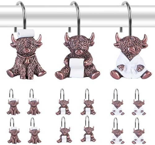 Highland Cow Shower Curtain Hooks Set of 12 by Unknown