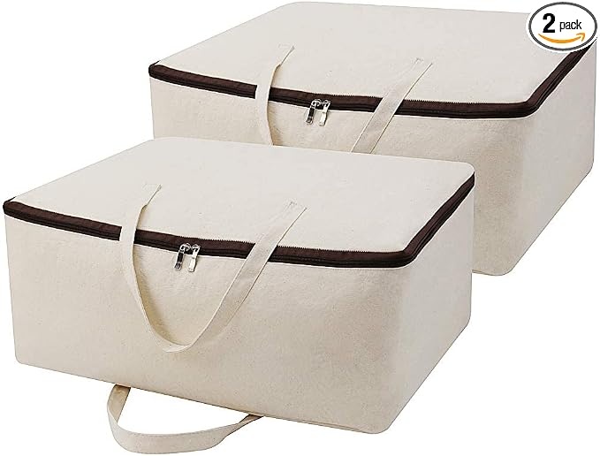 2 Pack Cotton Storage Bags for Duvets, Soft Blanket Organizer Bag | by iwillCREATEPRO