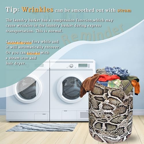 Snake Printed Laundry Basket Oxford Cloth Foldable Hamper 18.9x16.5 Inch - Image 6