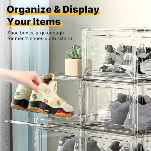 1 Pack Large Clear Shoe Box for Men’s Size 13 Sneakers, Stackable Drop-Front - Image 6