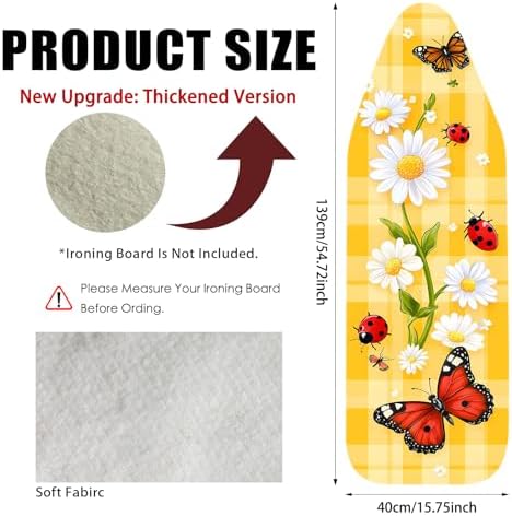 Nuxovilar Daisy Ladybug Cotton Ironing Board Cover 15x54 Fabric - Image 3