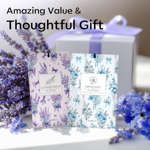 MYARO 20Pcs Lavender Linen Scented Sachets, Closet Deodorizer Car Freshener - Image 5