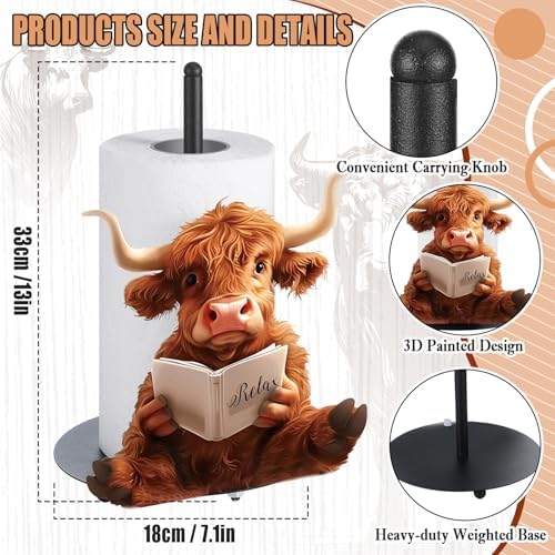 MorningRo Highland Cow Paper Towel Holder Countertop Kitchen Decor and - Image 2