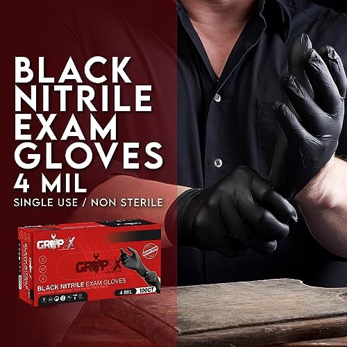 London Labs Black Nitrile Gloves Disposable Latex Free & Powder Free, 4 Mil - Image 2