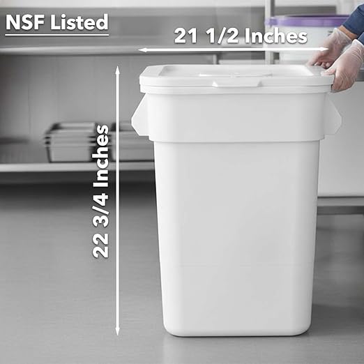 32 Gallon / 510 Cup NSF Mobile Ingredient Bin with Dolly & Flat Lid - Heavy-Duty Feed & Seed Container for Commercial Kitchens, Bulk Flour & Sugar Storage, Rolling Food Storage Bin