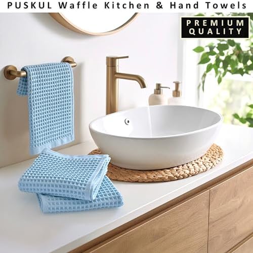 PÜSKÜL Natural 100% Turkish Cotton Waffle Hand and Kitchen Towels Set of 3 - Image 5
