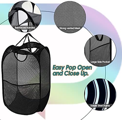 BATTOO Deluxe Collapsible Laundry Baskets Mesh Pop Up Hampers - Image 3