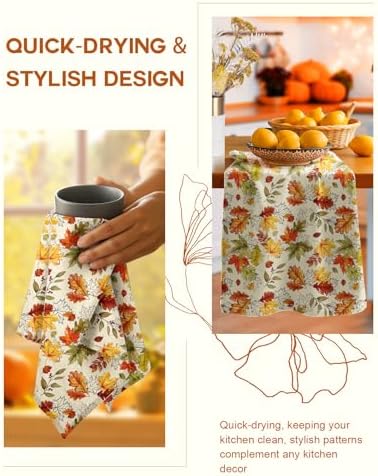 Miss Adola 150GSM Flour Sack Kitchen Towels Set of 2, Autumn Leaf - Image 4