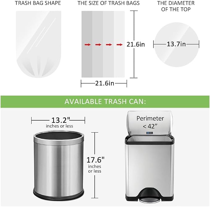 5 Gallon 180 Counts Small Clear Trash Bags Garbage Bags by RayPard, 18-20 Liter - Image 2