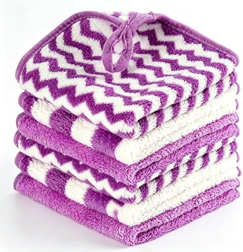 Microfiber Cleaning Cloths, 6 Pack Purple Kitchen Towels by Unknown