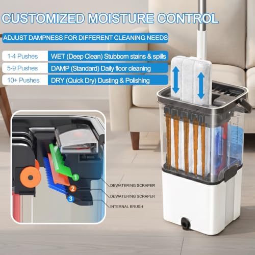 Mop and Bucket with Wringer Set, Flat Mops - Image 3