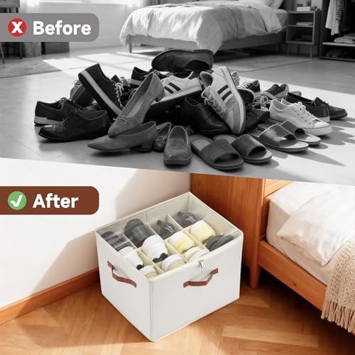 2-Pack Shoe Organizer for Closet, Foldable Shoe Storage Container - Image 6