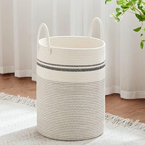 VIPOSCO 58L Tall Woven Laundry Basket Hamper, Stripe White by VIPOSCO