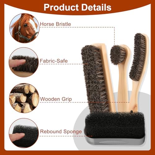 5pcs Horsehair Shoe Brush Premium Shoe Polish Brush, Horsehair Felt Hat Brush - Image 3