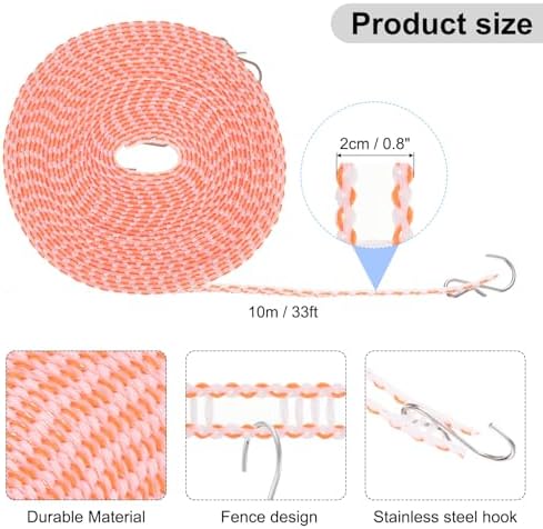 uxcell Windproof Clothesline, 10M 33ft Plastic Non-Slip Clothes Drying Rope - Image 2