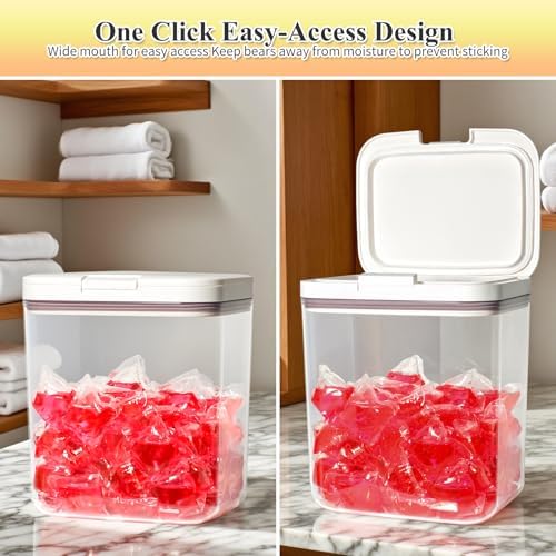 Gute Laundry Pod Holder with Lid, 67oz Sealed Pop-Up Dispenser - Image 4