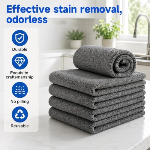 5 Pcs Magic Cleaning Cloths, Microfiber Cleaning Cloths, Thickened Streak-Free - Image 2
