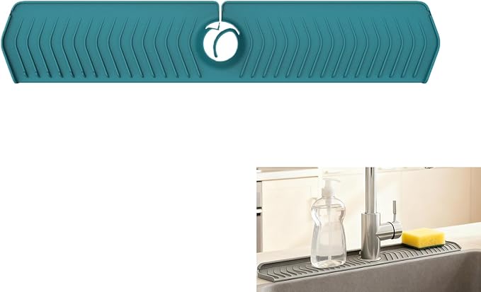 30 Inch Silicone Kitchen Sink Faucet Mat, Adjustable Waterproof Splash Guard by Unknown