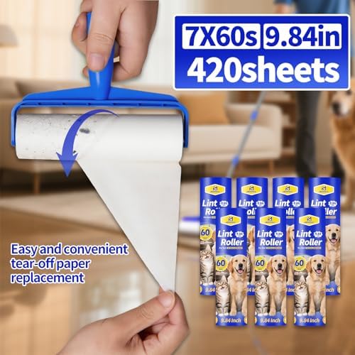 9.84" Large Extra Sticky Lint Roller, 58.3" Long Handle Lint Remover - Image 5