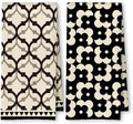 Black Beige Moroccan Kitchen Towels Set of 2, Retro Boho Abstract Dish Tea by Unknown