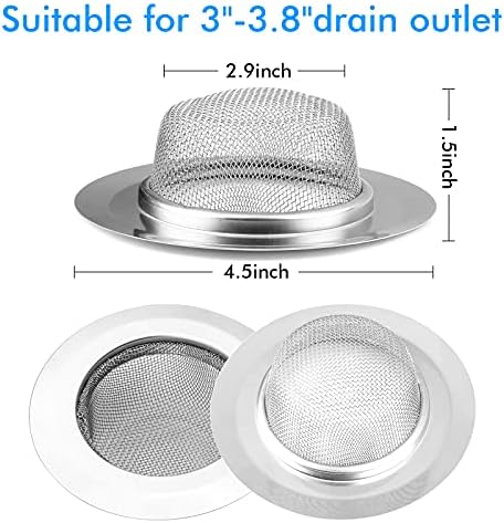 2Pcs Kitchen Sink Strainer, Stainless Steel Mesh Sink Drain Cover, Large Wide - Image 3