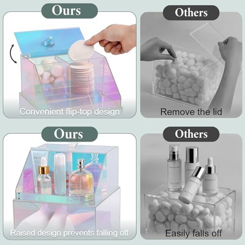 Disposable Facial Towels Storage Double Layer Acrylic Box, Glossy Rainbow - Image 4