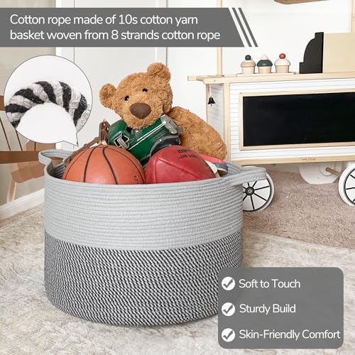 INDRESSME XXXLarge Woven Rope Blanket Basket Living Room Grey - Image 2