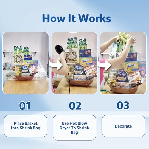 WIKDAY Shrink Wrap Bags for Gift Baskets 10 PCS 40x50 Inches Extra Large - Image 5