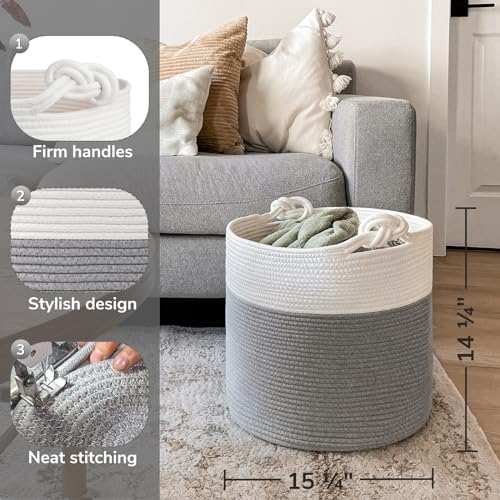 Goodpick Woven Rope Blanket Basket Living Room - Image 3