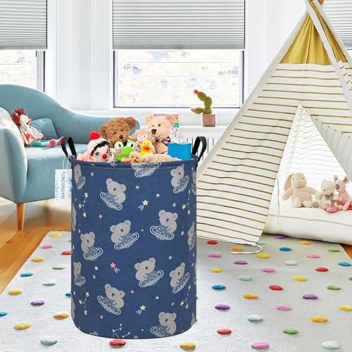 Round Laundry Basket Collapsible Storage Hamper Organizer Space Koala - Image 5