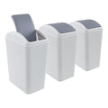 3 Packs 4.5 Gallon Plastic Trash Can with Swing Top Lid, Waste Bin for Kitchen, Bedroom, Bathroom, Grey