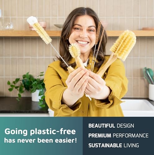 Bamboo Bottle Brush Set, Plastic Free Bottle & Straw Cleaning Kit - Image 2