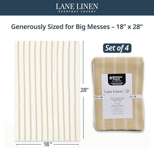LANE LINEN Kitchen Towels Set of 4-18”x28” Absorbent Cotton Dish Towels - Image 2