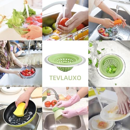 Silicone Strainer for Kitchen Sink, 2 Pack, Stainless Steel Reinforced - Image 4