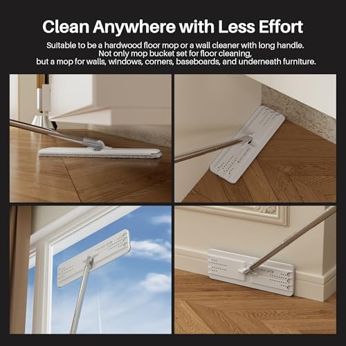 JOYMOOP Wall Mop and Bucket Set, Hands-Free Flat Floor Mop - Image 4